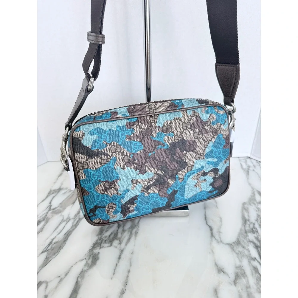 Gucci GG Marbled Pop Camo Crossbody Bag Blue Brown 839155 FAFHF 001